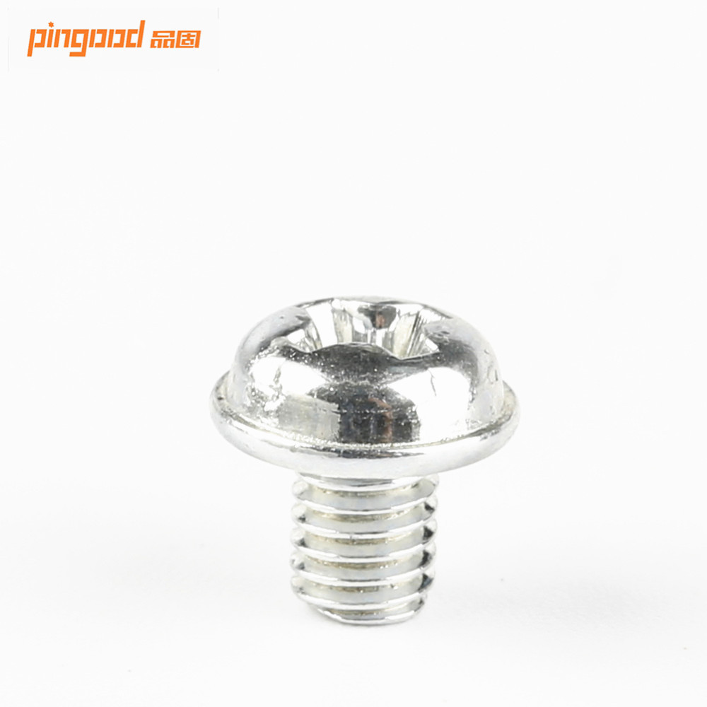 五金厂订制圆头带介镀蓝锌小螺丝 自带垫片精密电冰箱电器短螺钉