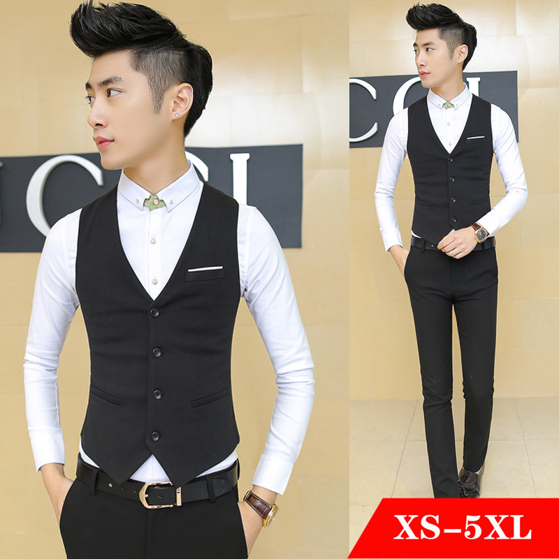 春秋薄款韩版潮修身西装小马甲男 男士英伦西服背心休闲职业马夹