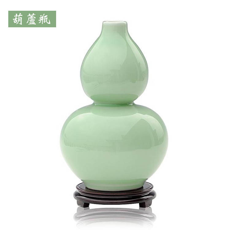 景德镇陶瓷 花瓶绿色花瓶 现代中式家居装饰工艺品摆件
