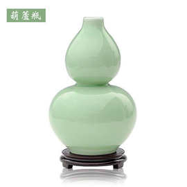 景德镇陶瓷 花瓶绿色花瓶 现代中式家居装饰工艺品摆件