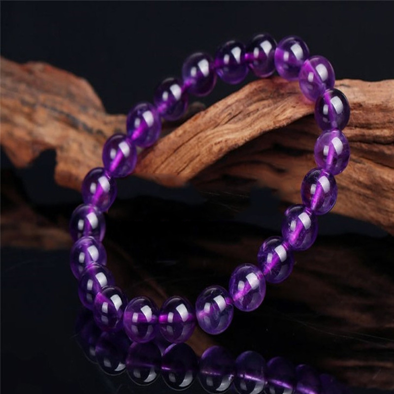 批发地摊货巴西超透紫水晶手链女士天然单圈珠宝手串跨境爆款配饰