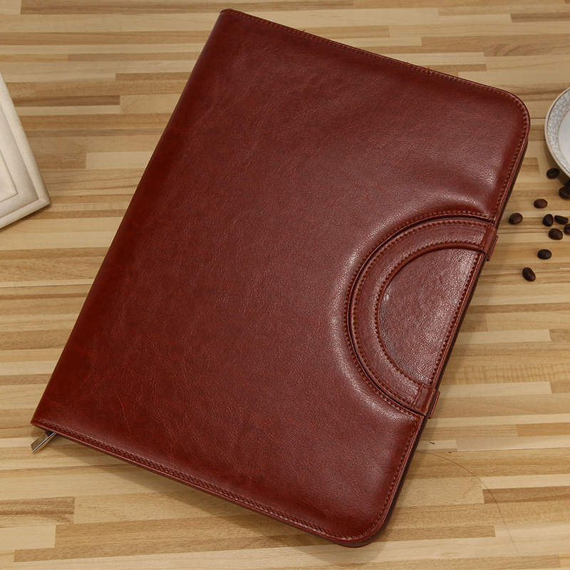 A4 Leather Zipper Bag File Clip Board Clip Business Multi-functional Manager Clip PULeather Office Sales Clip Custom