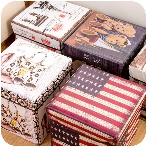 Manufacturer Direct Sale Non-woven Storage Stool, Foldable Home Storage Bench, Cartoon Storage Box, Seating Storage Shoe Storage Bench