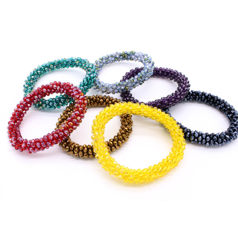 New European and American DIY woven crystal bracelet female Korean handmade crochet elastic beaded bracelet jewelry wholesale