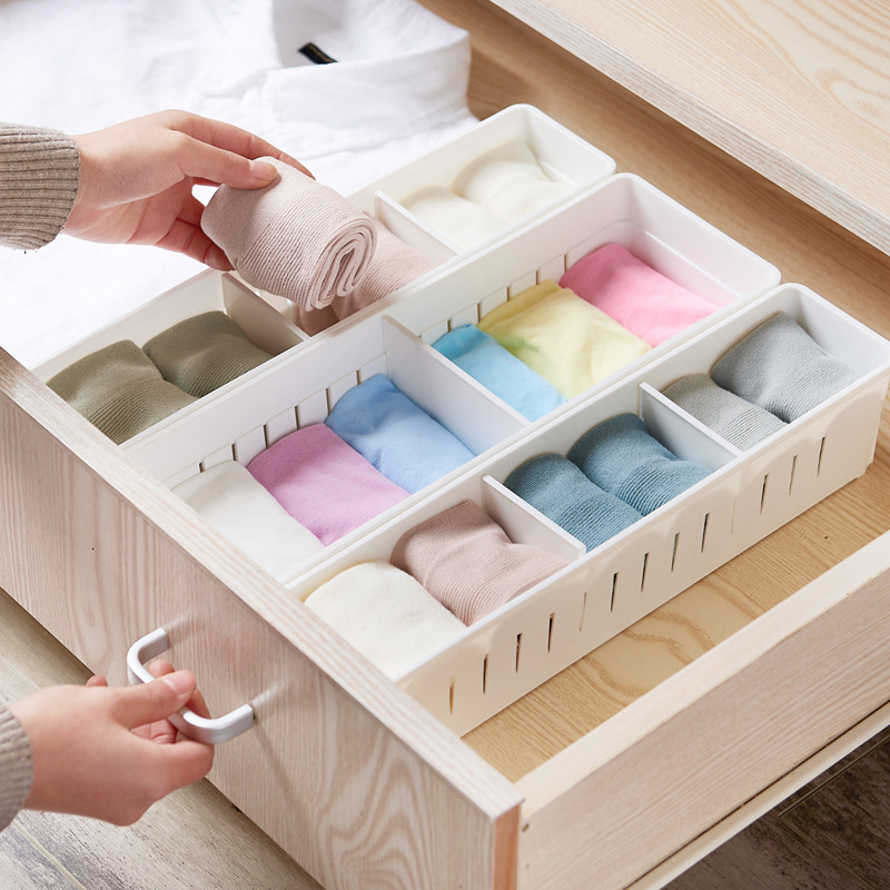 Plastic tape A partition desktop drawer storage box kitchen Simplicity Separate box classification Sub-grid Sorting box Grating