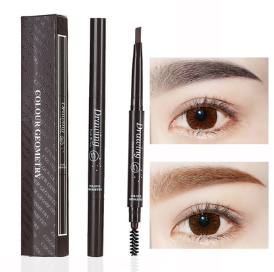 Color Geometry Double-headed Eyebrow Pen Waterproof, Non-decoloring and Persistent One Word Eyebrow Beginner Eyebrow Non-dizzying Eyebrow Powder 783