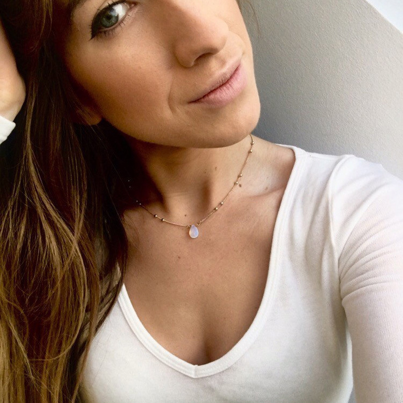 欧美外贸跨境新品 天然水晶材质项链 铜珠链式项链女士锁骨项链