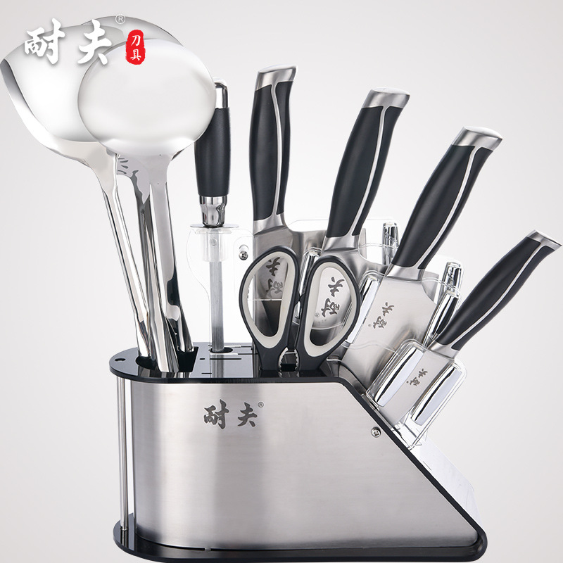 不锈钢厨具套刀 厨房不锈钢座菜刀套装 锋利耐用礼品刀具厂家直销|ms