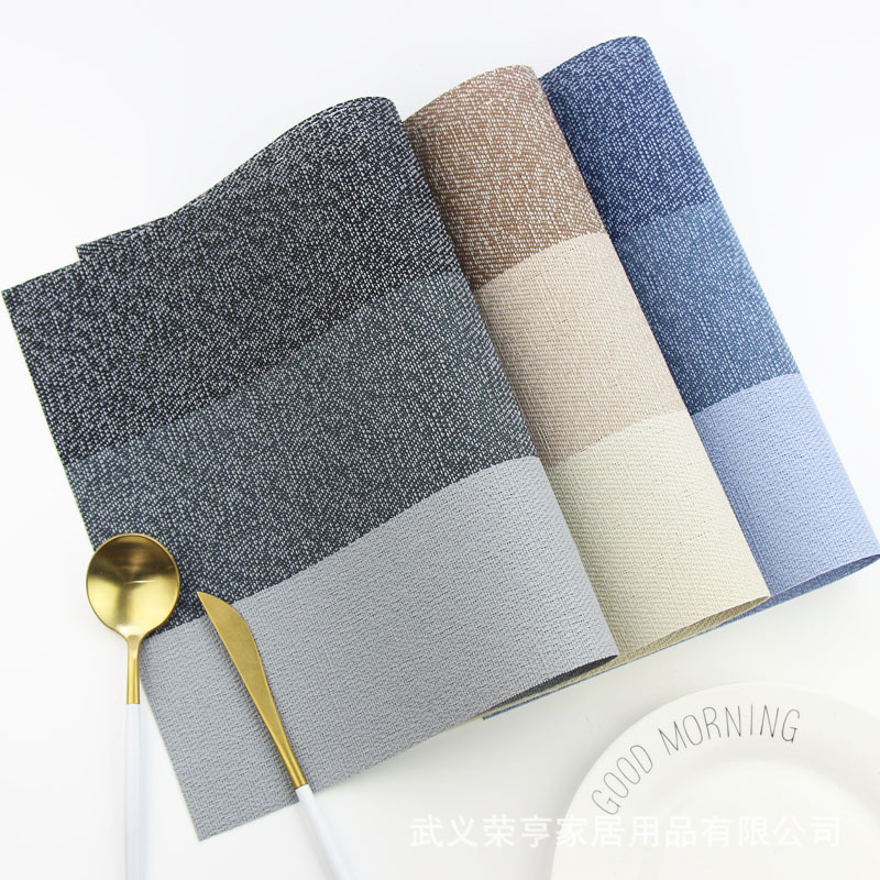 三色条纹特斯林pvc西餐垫 简约隔热垫环保材质防滑餐桌垫杯垫