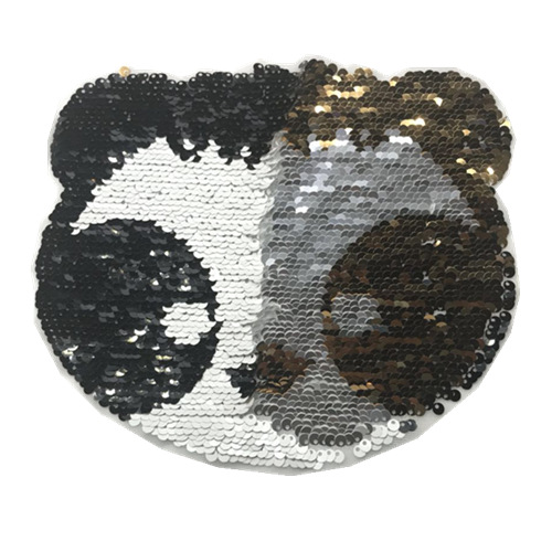 Cartoon Panda Large Ab Face Flip Beads Embroidery Cloth Stickers Computer Embroidery Double Sided Panda Sequin Patch display picture 8