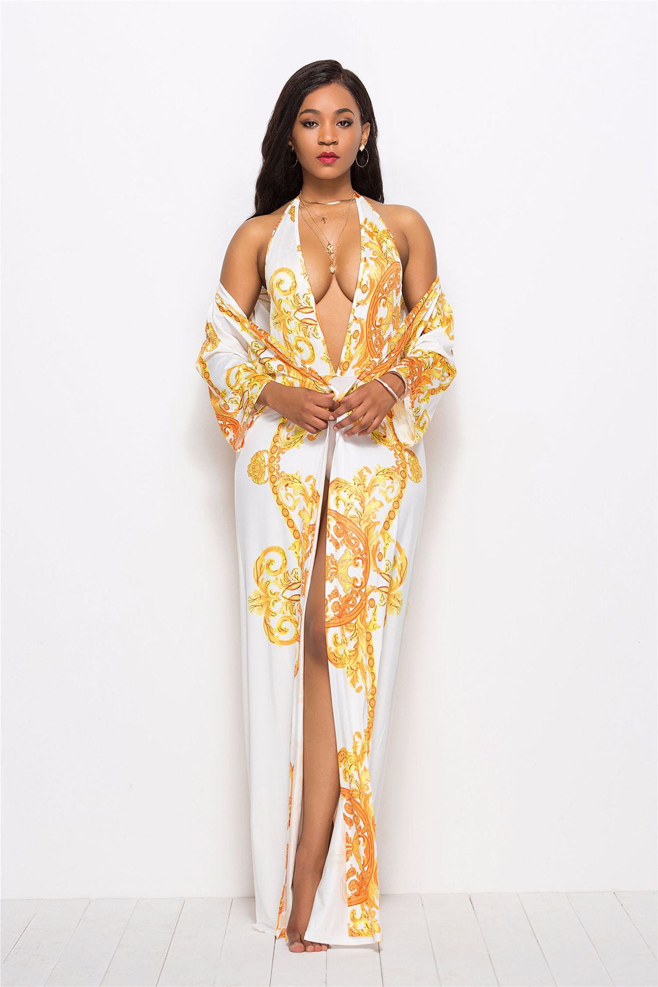 sexy printed cloak bikini split suit  NSLM33257