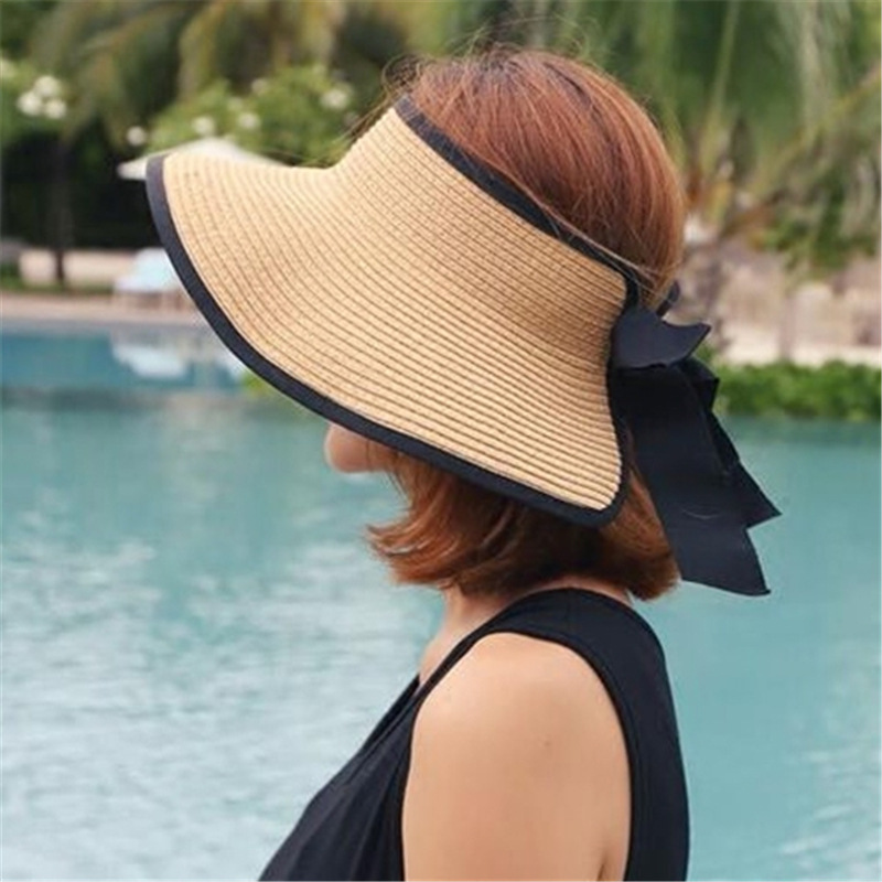 韩国夏季新款草帽子女士防紫外线宽檐帽光身遮阳防晒空顶太阳帽