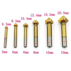 Titanium-plated 6PC metal chamferer 90° chamfering knife 90 degree three-edged alloy chamfering drill straight shank countersink drill milling cutter