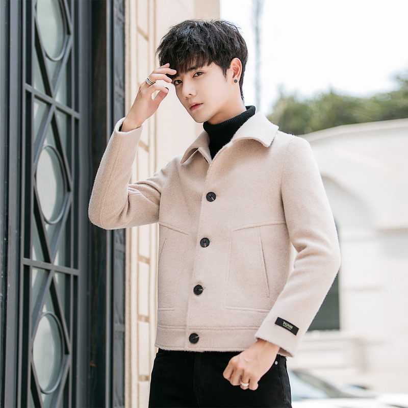 have cash less than that is registered in the accounts Windbreaker man Autumn and winter 2020 new pattern Korean Edition Solid woolen overcoat Lapel Self cultivation coat Self cultivation