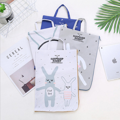 创意卡通兔子手提文件袋文具收纳档案袋简约大容量实用牛津布袋|ru