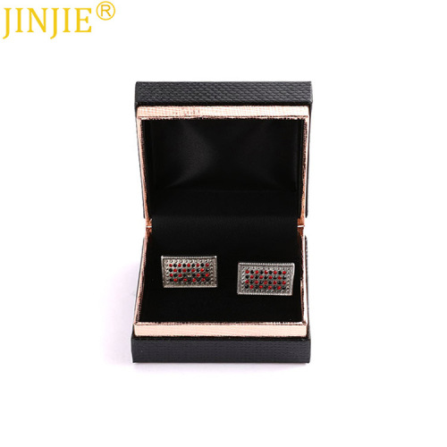High-end black and gold lizard pattern flip-top cufflink box, wholesale of beautifully packaged jewelry gift boxes for foreign trade