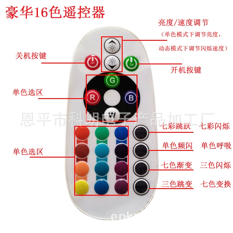 Light strip, controller, colorful LED lamp, plug, 220v, 16 colors, remote control