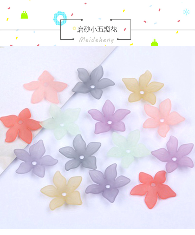 Factory direct sales of 22mm mid-hole five-petal flower Korean-style bride headwear flower acrylic scattered beads ancient-style hairpin accessories detail image 2