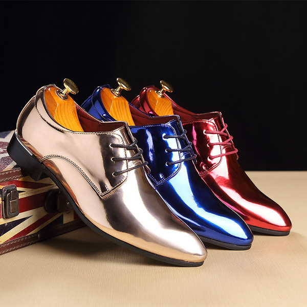 British pointed leather shoes, men's shiny leather shoes, cross-border oversized leather shoes, Amazon Wish LAZADA