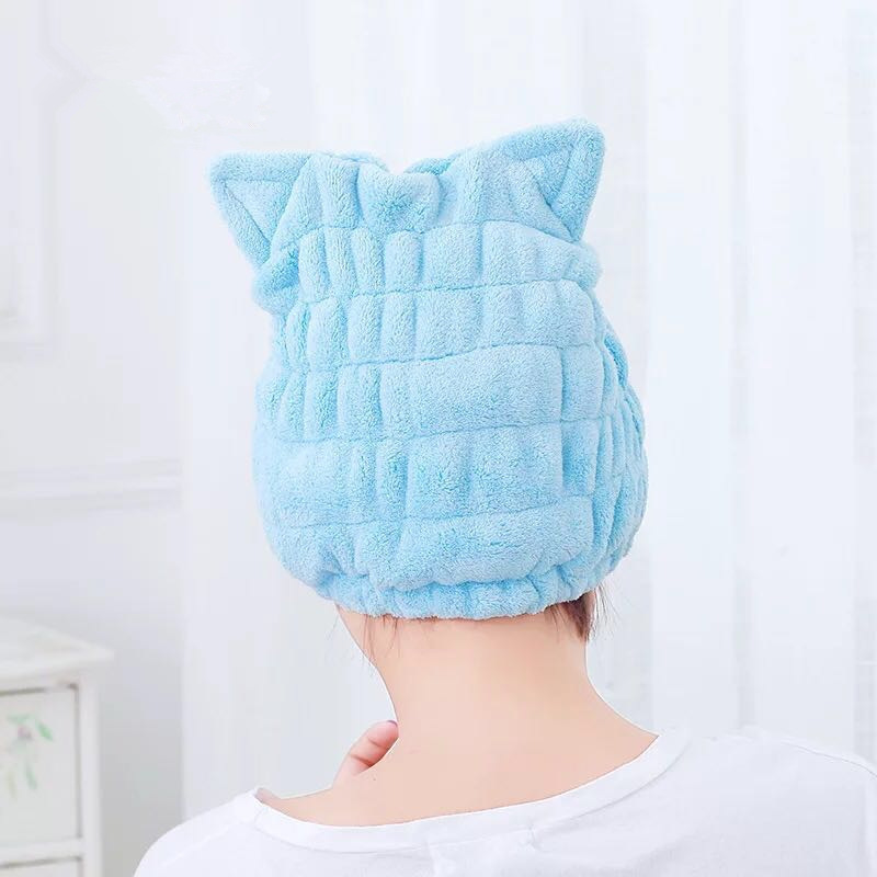 A2657 adult children currency Towel dry hair Kitty Ears Coral water uptake Dry hair cap Parenting Shower cap