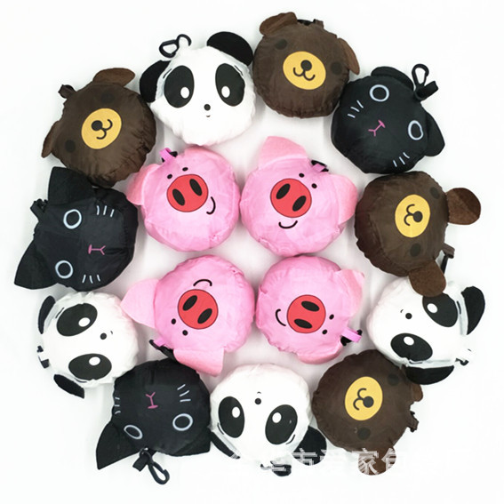 现货供应创意卡通折叠购物袋折叠背心涤纶折叠购物袋批发