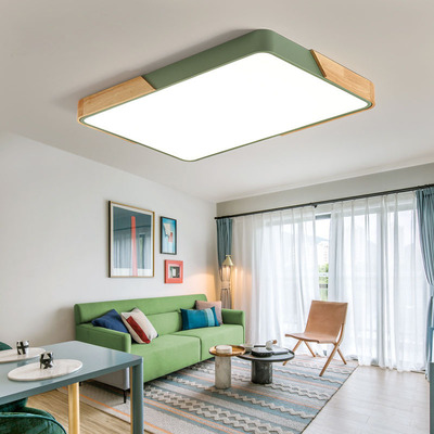 長方形客廳燈具北歐臥室方形實木創意個性日式房間超薄led吸頂燈