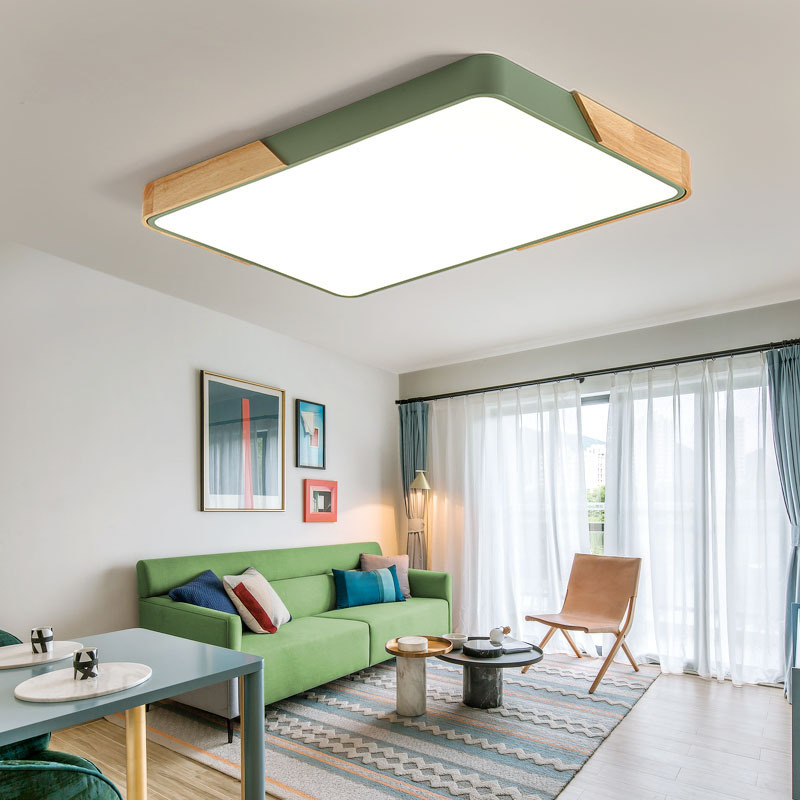 長方形客廳燈具北歐臥室方形實木創意個性日式房間超薄led吸頂燈