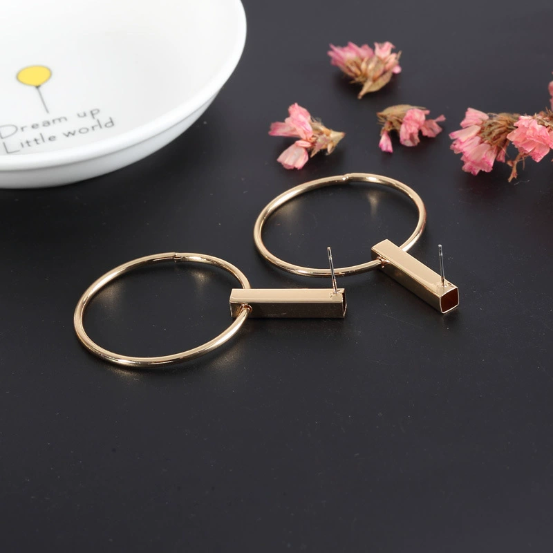Copper accessory, rectangular fashionable earrings, European style