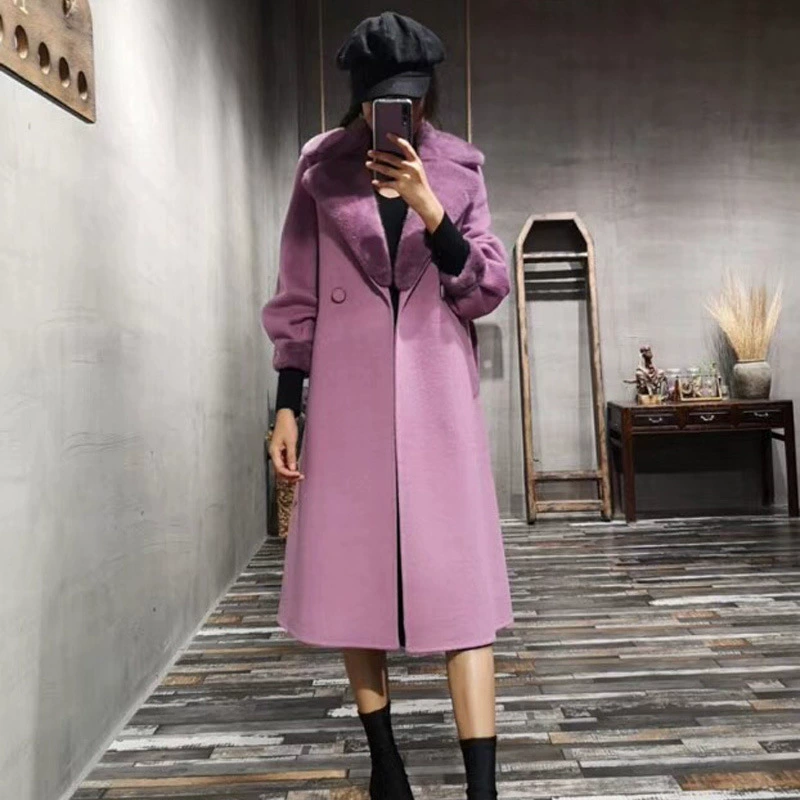 Double-sided woolen coat, long fitted cashmere jacket, 2020