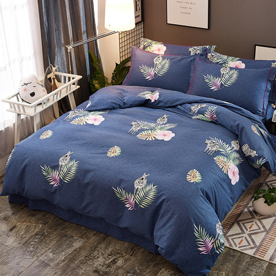 全棉生态磨毛四件套 秋冬季纯棉被套保暖床上用品4件套 家纺代发