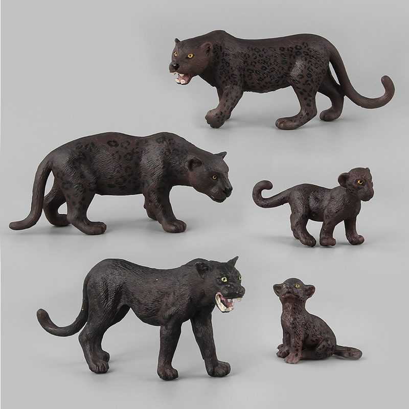 Las exportaciones transfronterizas Amazon simulación de los niños del bosque modelo animal negro Panther cinco traje cognitivo Decoración Juguetes
