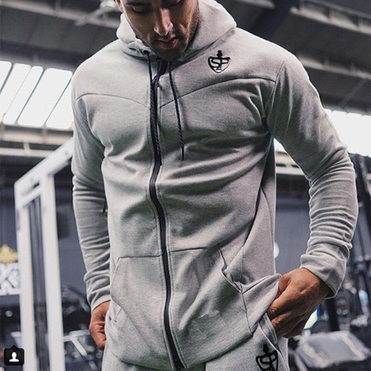 新品男士運動衛衣外套 健身休閑衛衣連帽拉鏈衫男 純棉長袖運動服