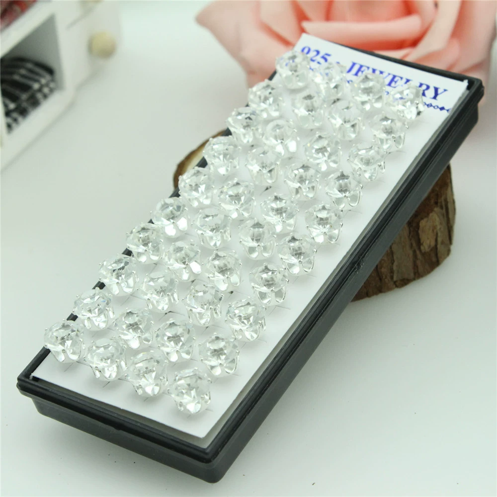 Белые медные посеребренные циркониевые серьги-гвоздики Корейские новые серьги-гвоздики с бриллиантами AliExpress