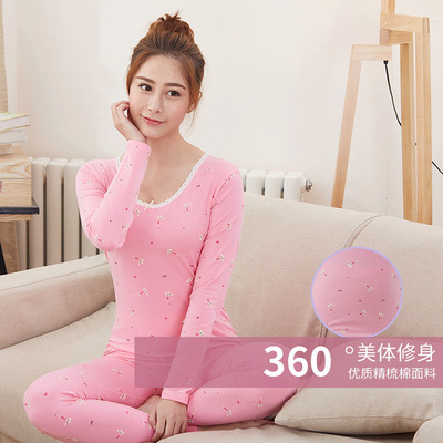 2018 new pattern girl Cartoon printing Thermal Underwear suit Mouse printing Long johns suit pure cotton