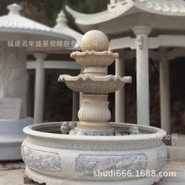 现货石钵喷水池　别墅花园景观石雕喷泉　庭院风水球喷泉