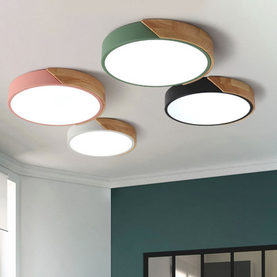 Sheng ou Northern Europe Bedroom lights circular Simplicity modern colour Macaroon Children's Room Ceiling lamp Log originality