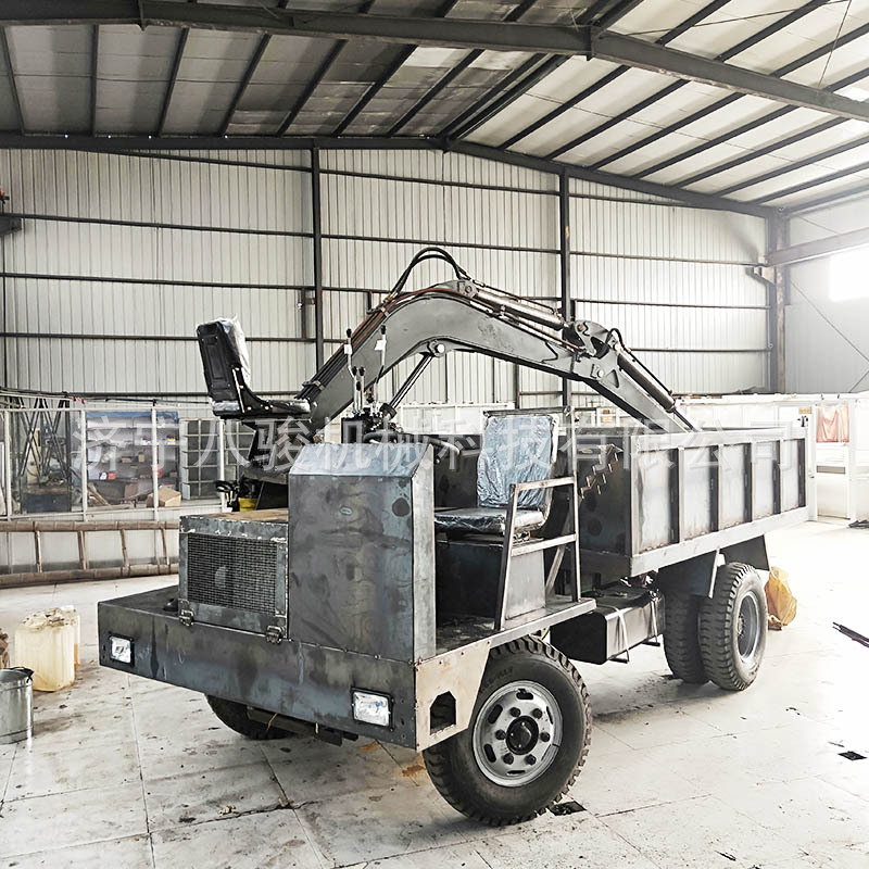 吉林四不像随车挖报价 8吨自制四不像运输车挖机 运输挖掘两用