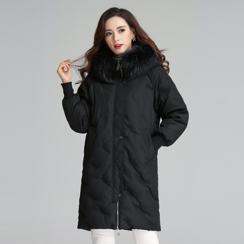 2018冬新款简约中长款加绒显瘦羽绒服女|ru