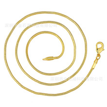 16-30英寸2MM蛇骨铜镀黄金色圆蛇链链条项链女士男士首饰饰品跨境
