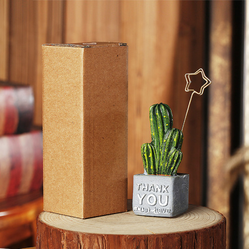 Simulation resin cactus gold and silver five-pointed star business card holder creative succulent note holder wholesale