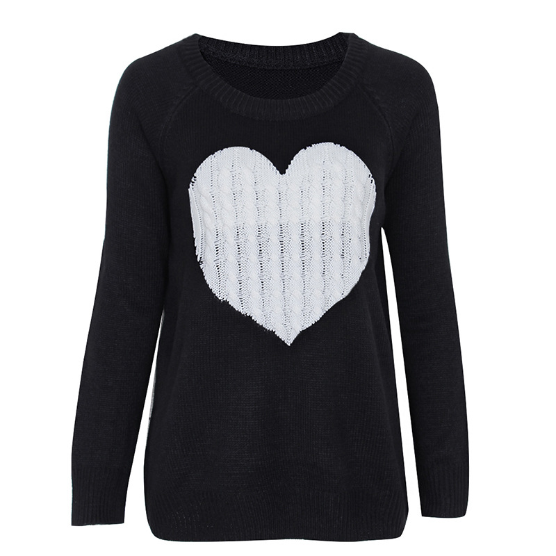 441g Weight Long Sleeve Sleeve Length Pullovers Placket Type Regular Sleeve Sleeve Type Polyacrylonitrile Fiber, knit Fabric Type Regular Top Length Sweater Tops Type Daily, Street Occasion Round Neck Neckline Slim Fit Type Heart Shape Pattern Spring, Autumn Season Women's Gender Elegant Style Wholesale Women's Elegant Heart Shape Long Sleeve Sweaters & Cardigans 21