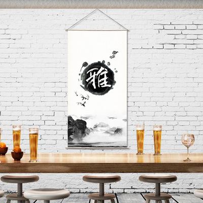 machining customized New Chinese style Cotton linen Landscapes Hanging picture a living room Background wall Entrance Decorative painting factory