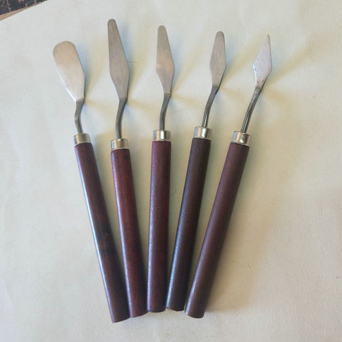 Stainless steel art oil painting knife palette knife painting supplies wooden flat tip paint scraper blade