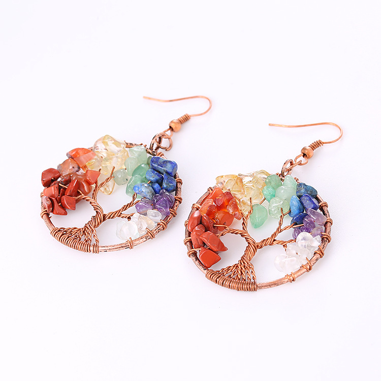 1 Pair Retro Color Block Alloy Natural Stone Plating Women's Drop Earrings display picture 37