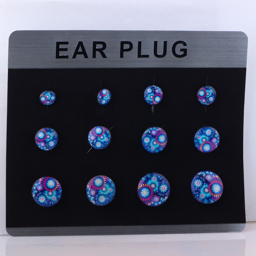 Trendy Punk Geometric Acrylic Ear Plug Tunnels - Dropping Oil Logo Cylindrical Pulley Ear Expansion Jewelry 8# detail image 7