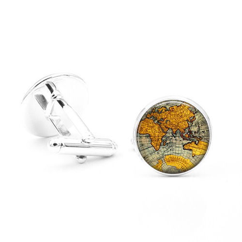 Foreign trade accessories map time gem cufflinks French men's and women's clothing shirt tie clip sleeve buttons