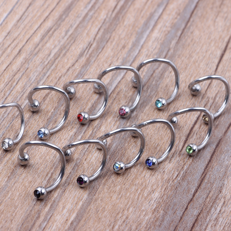 8pcs Mixed Color Stainless Steel Nose Ring Belly Button Ring Ear Nail Piercing Jewelry Set detail image 7