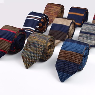 Fashion British Men's Dress Tie Korean Casual Student Wool Knitted All-match Pointed Style Trendy Tie 7cm
