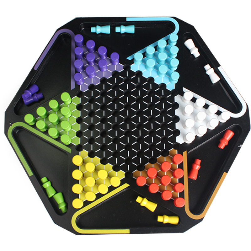 大号儿童六角跳棋木质成人棋类木制游戏棋桌面玩具跨境批发定制