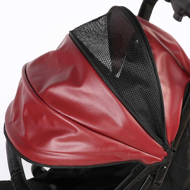 2018新款多功能皮质婴儿车 双向四轮安全避震防滑折叠推车 批发详情图9